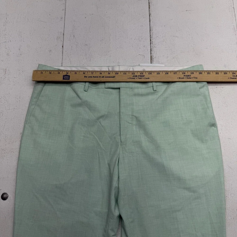 Nick Graham Dress Pants Mens 41x30 Green BLEEKER Microfiber Flat Front Formal